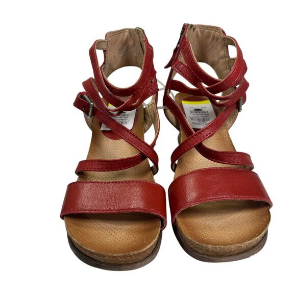 Miz Mooz Red Leather Gladiator Wedge Sandals | Size 38 / 7 | Zip | NWT - Picture 7 of 8